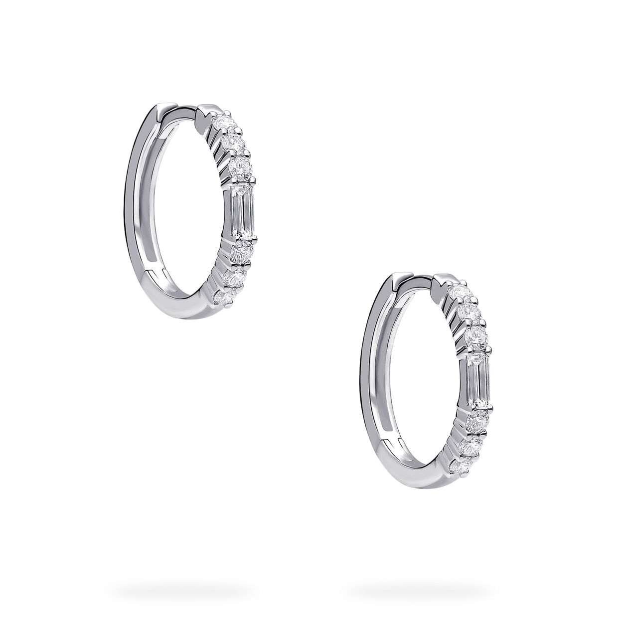 Birks Essentials White Gold Diamond Hoop Earrings image number 3